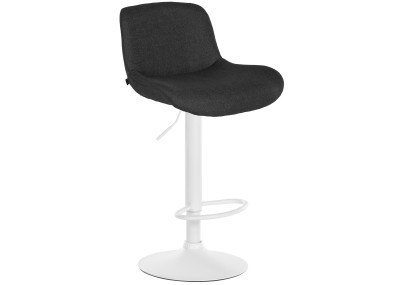 Tabouret de bar Solon, velours blanc, noir