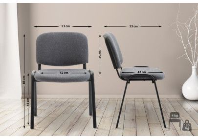 Chaise visiteur Ken V2 en tissu gris