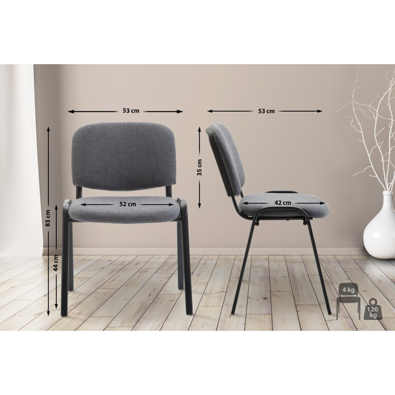 Chaise visiteur Ken V2 en tissu gris
