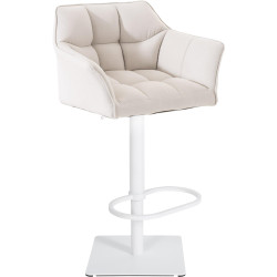 Tabouret de bar en tissu Damaso W blanc