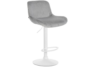 Tabouret de bar Solon velours blanc gris
