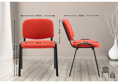 Sedia da visita Ken V2 in tessuto rosso