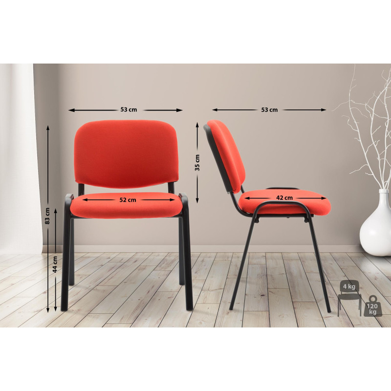 Chaise visiteur Ken V2 en tissu rouge
