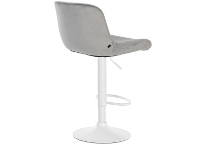 Tabouret de bar Solon velours blanc gris