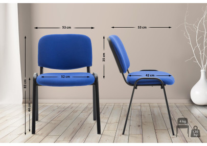 Chaise visiteur Ken V2 en tissu bleu