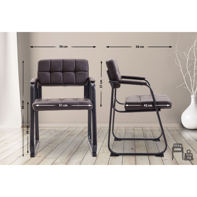 Silla de visitante Canada B en cuero sintético marrón