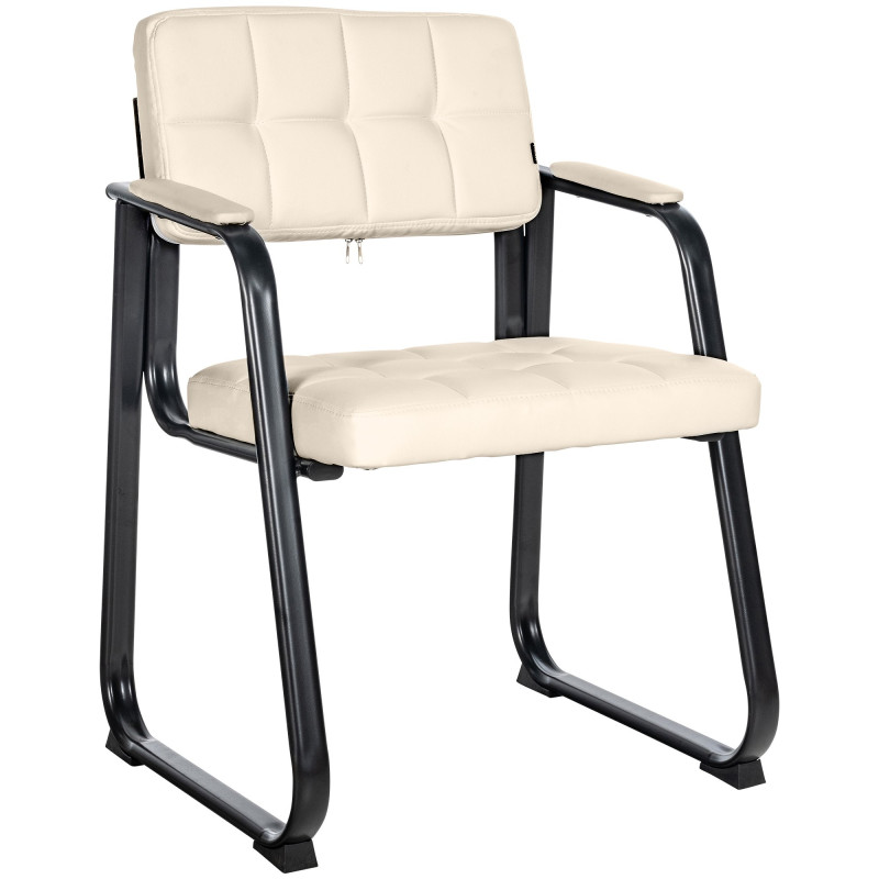 Silla de visitante Canada B en cuero artificial crema