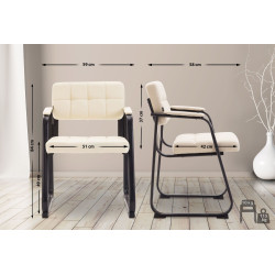 Silla de visitante Canada B en cuero artificial crema