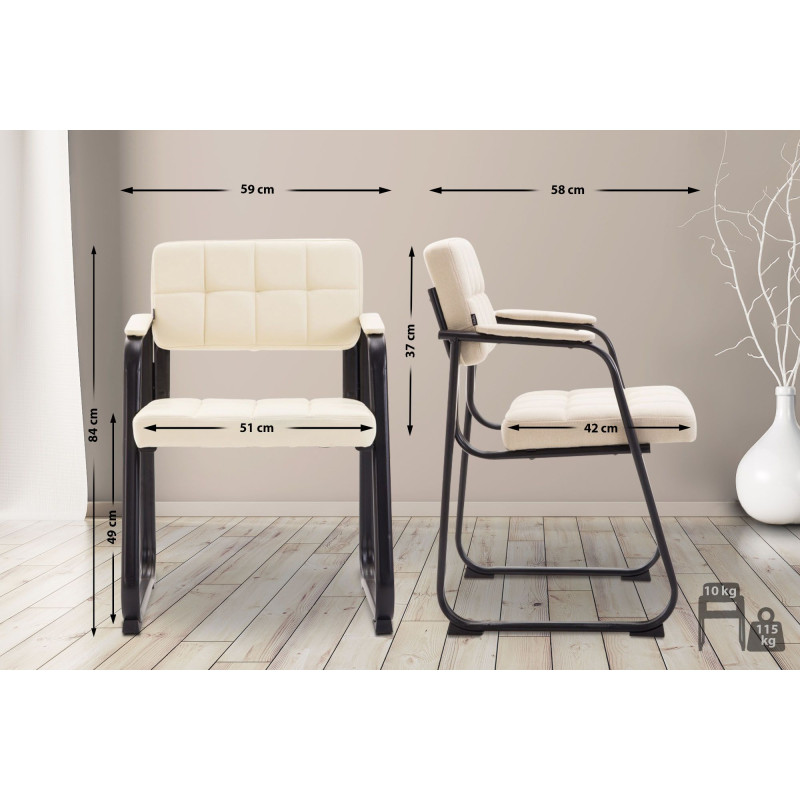 Silla de visitante Canada B en cuero artificial crema