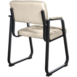 Silla de visitante Canada B en cuero artificial crema