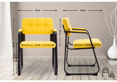 Silla de visita Canadá B en cuero artificial amarillo