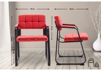 Chaise visiteur Canada B en cuir artificiel rouge