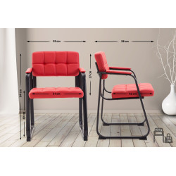 Chaise visiteur Canada B en cuir artificiel rouge