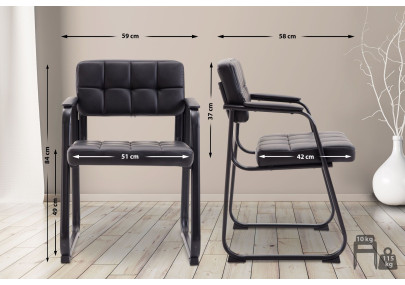 Chaise visiteur Canada B en cuir artificiel noir