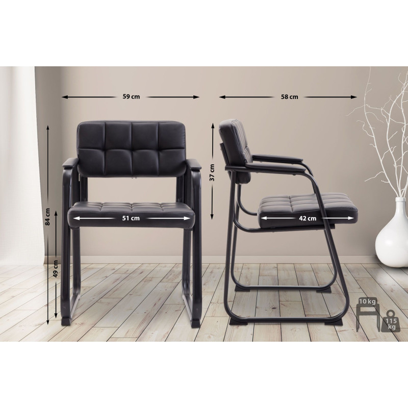 Sedia da visita Canada B in ecopelle nera