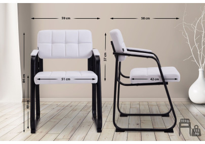 Chaise visiteur Canada B en cuir artificiel blanc
