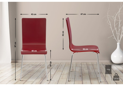 Lot de 2 chaises visiteurs Pepe rouge