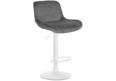 Tabouret de bar Solon velours blanc gris foncé
