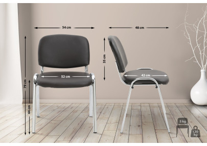 Chaise visiteur Ken C en cuir artificiel marron