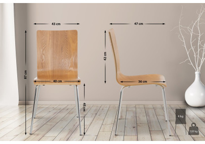 Ensemble de 4 chaises visiteurs Pepe en chêne