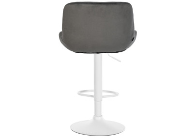 Tabouret de bar Solon velours blanc gris foncé