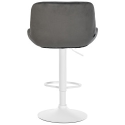 Tabouret de bar Solon velours blanc gris foncé