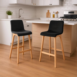 Tabouret de bar Hoover en velours Natura noir