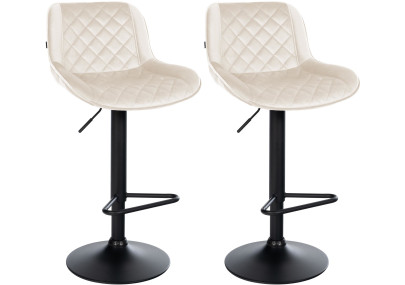 Ensemble de 2 tabourets de bar Kasson en velours crème