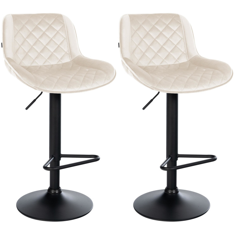 Ensemble de 2 tabourets de bar Kasson en velours crème