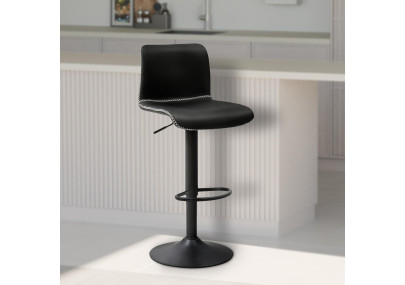 Tabouret de bar Henchy, similicuir noir