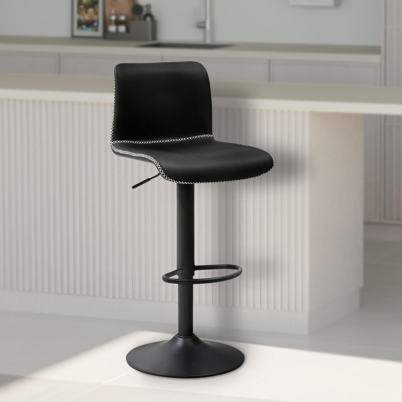 Tabouret de bar Henchy en similicuir noir
