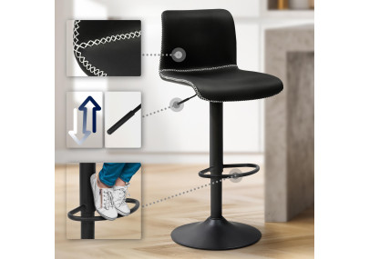 Tabouret de bar Henchy, simili cuir noir