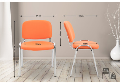 Silla de visita Ken C en cuero artificial naranja