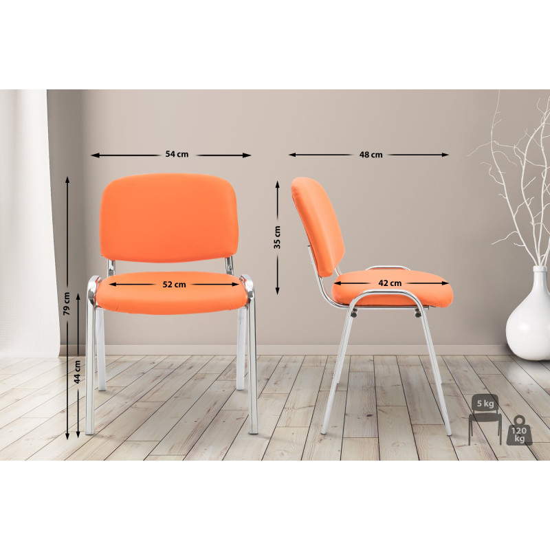Chaise visiteur Ken C en cuir artificiel orange