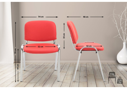 Chaise visiteur Ken C en cuir artificiel rouge