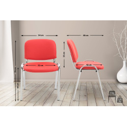 Silla de visita Ken C en cuero artificial rojo