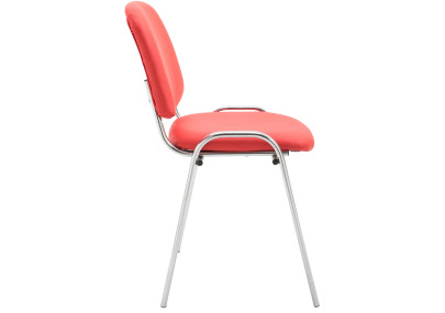 Chaise visiteur Ken C en cuir artificiel rouge