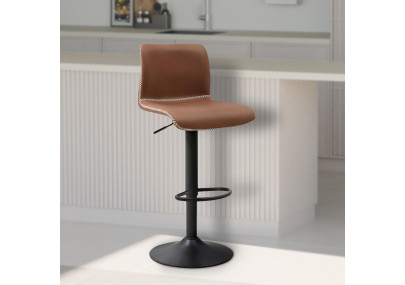 Tabouret de bar Henchy, similicuir, marron