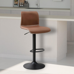 Tabouret de bar Henchy, similicuir, marron