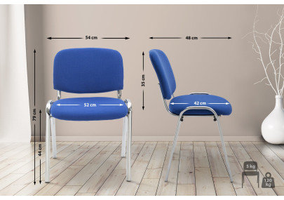 Chaise visiteur Ken C en tissu bleu