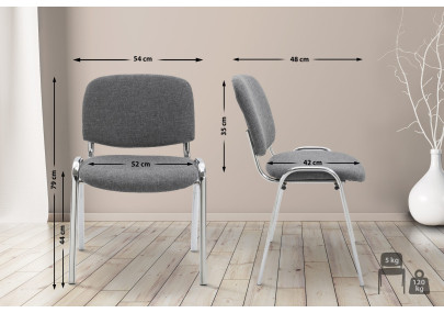 Chaise visiteur Ken C en tissu gris