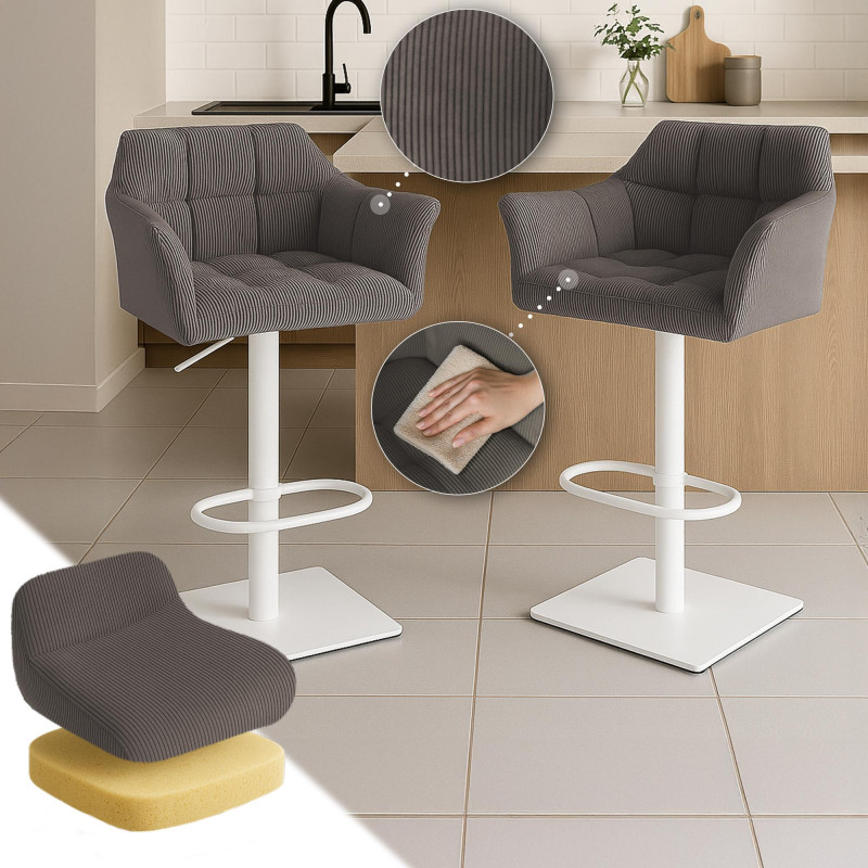 Tabouret de bar Damaso W Cord taupe