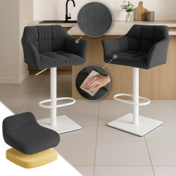Tabouret de bar Damaso W Cord gris foncé