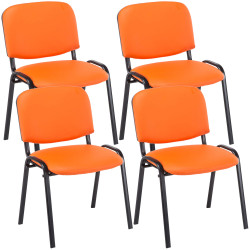 Lot de 4 chaises visiteurs Ken en cuir artificiel orange