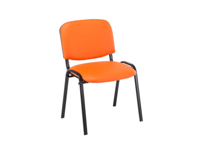 Lot de 4 chaises visiteurs Ken en cuir artificiel orange