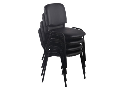 Lot de 4 chaises visiteurs Ken en cuir artificiel orange