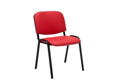 Lot de 4 chaises visiteurs Ken en cuir artificiel rouge