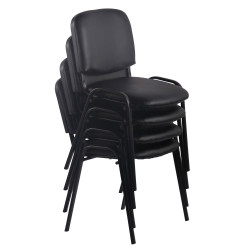 Lot de 4 chaises visiteurs Ken en cuir artificiel rouge