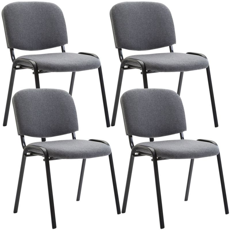 Lot de 4 chaises visiteurs Ken tissu gris