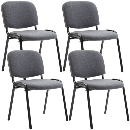 Lot de 4 chaises visiteurs Ken tissu gris